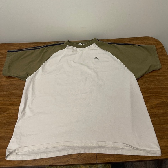 Adidas Olive and White Tee - Picture 1 of 6